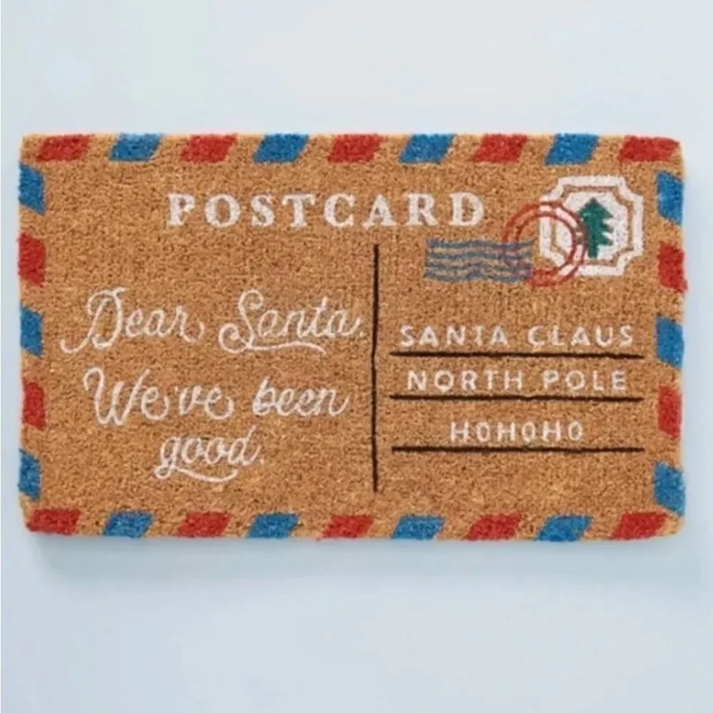 New Anthropologie Santa Postcard Doormat